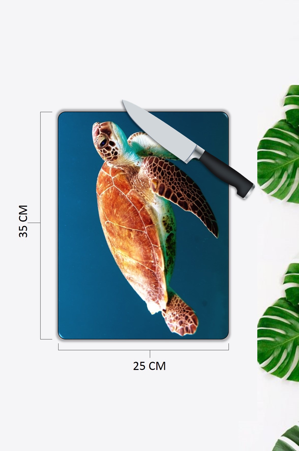 Deniz Kaplumbağası Desen Cam Kesme Tablası