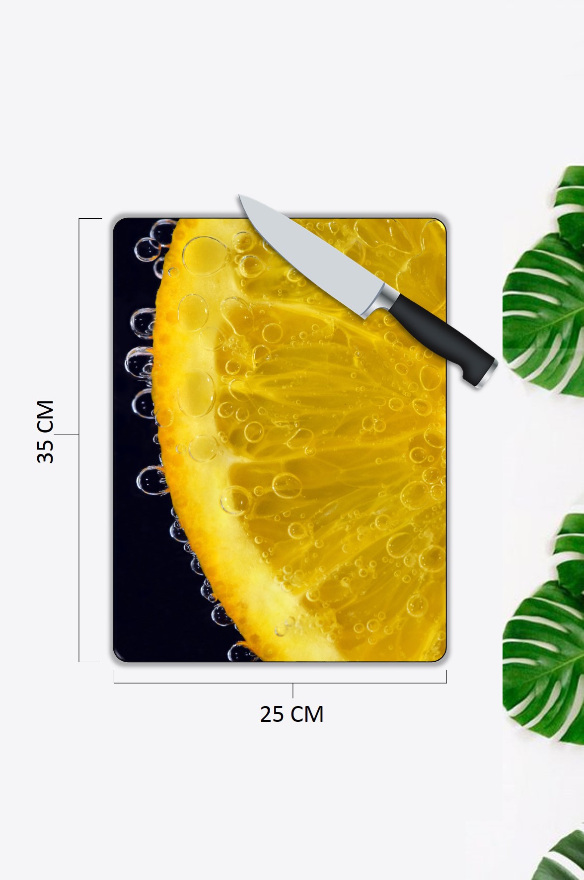 Limon Desen Cam Kesme Tablası