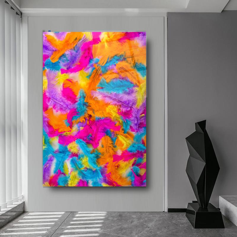 Renkli Tüyler Cam Tablo