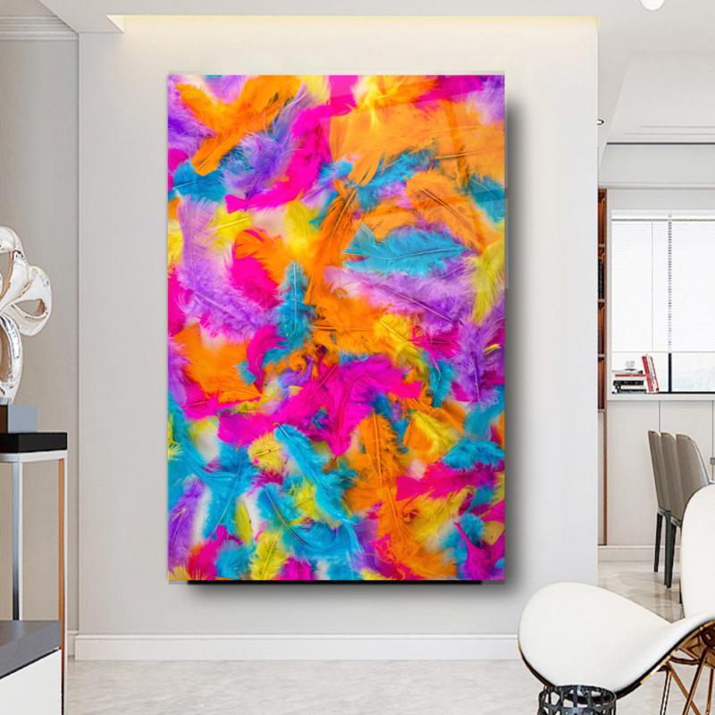 Renkli Tüyler Cam Tablo