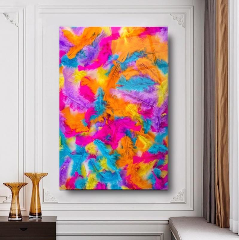 Renkli Tüyler Cam Tablo