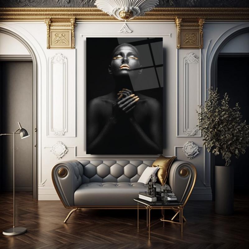 Gold Kadın Cam Tablo