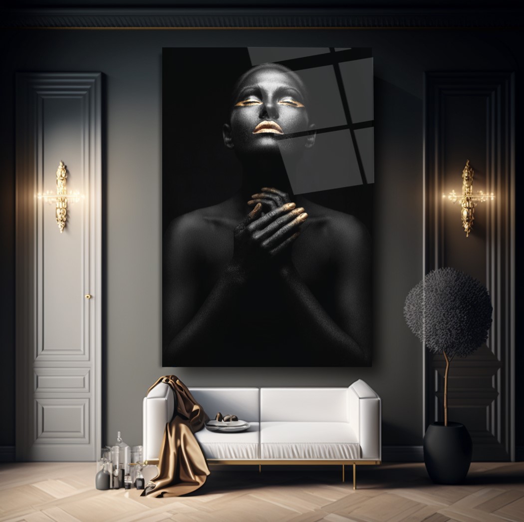 Gold Kadın Cam Tablo