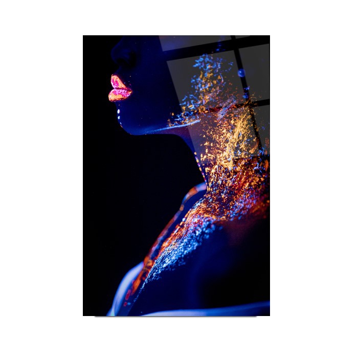 Neon Kadın Model Cam Tablo