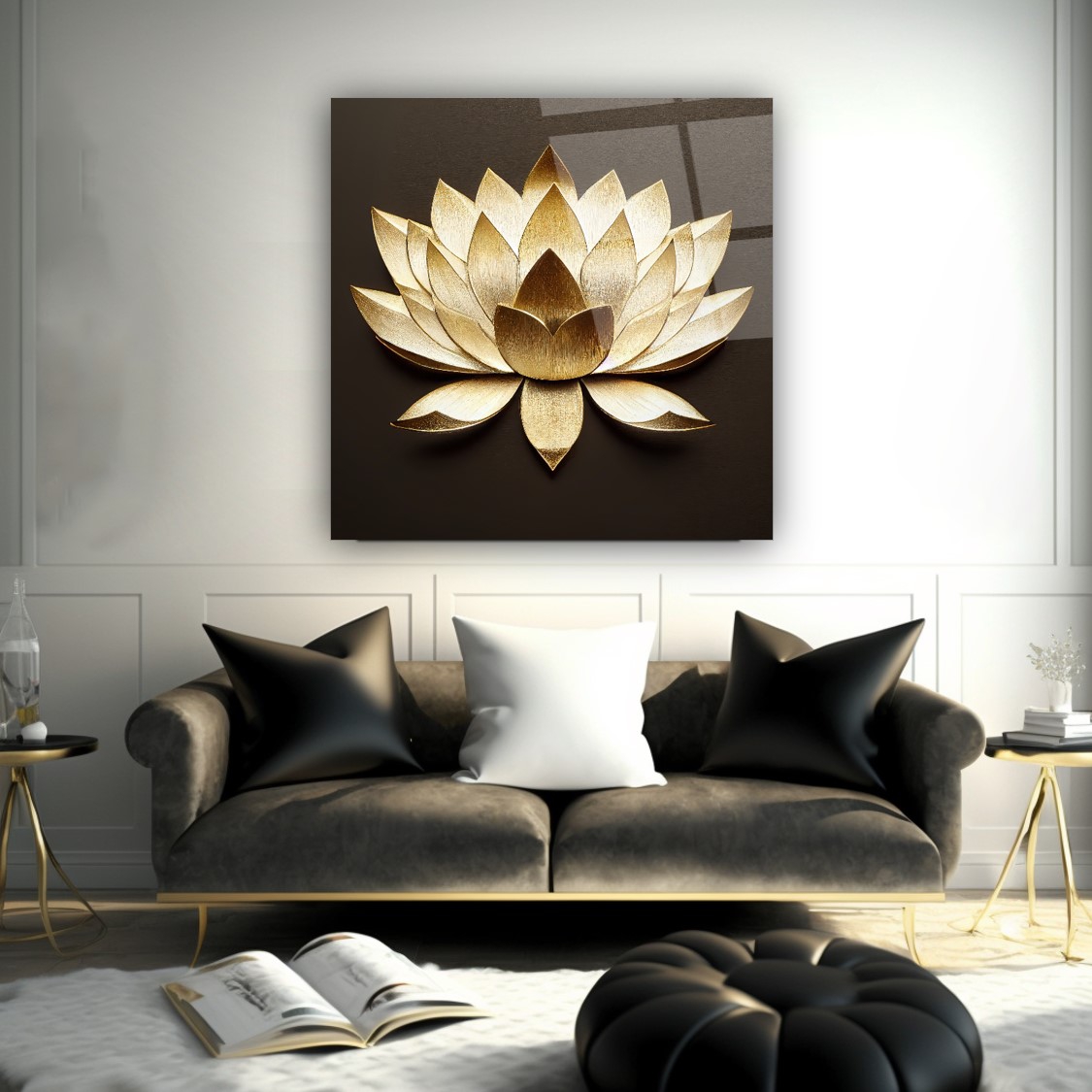 Lotus Çiçek  Cam Tablo