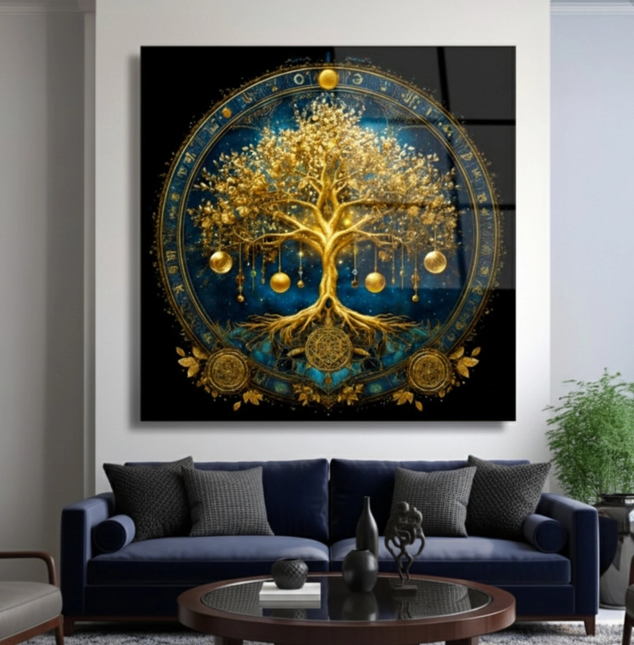 Kozmik Hayat Ağacı Cam Tablo