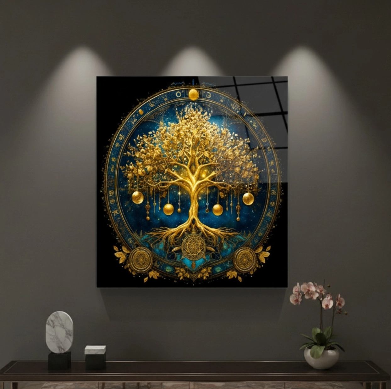 Kozmik Hayat Ağacı Cam Tablo