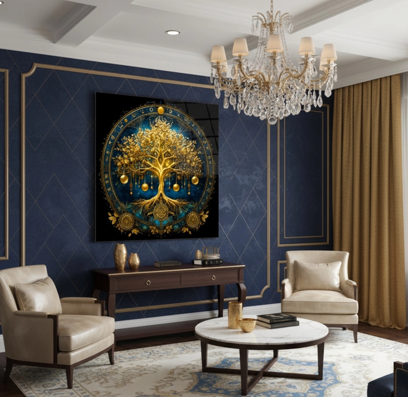 Kozmik Hayat Ağacı Cam Tablo