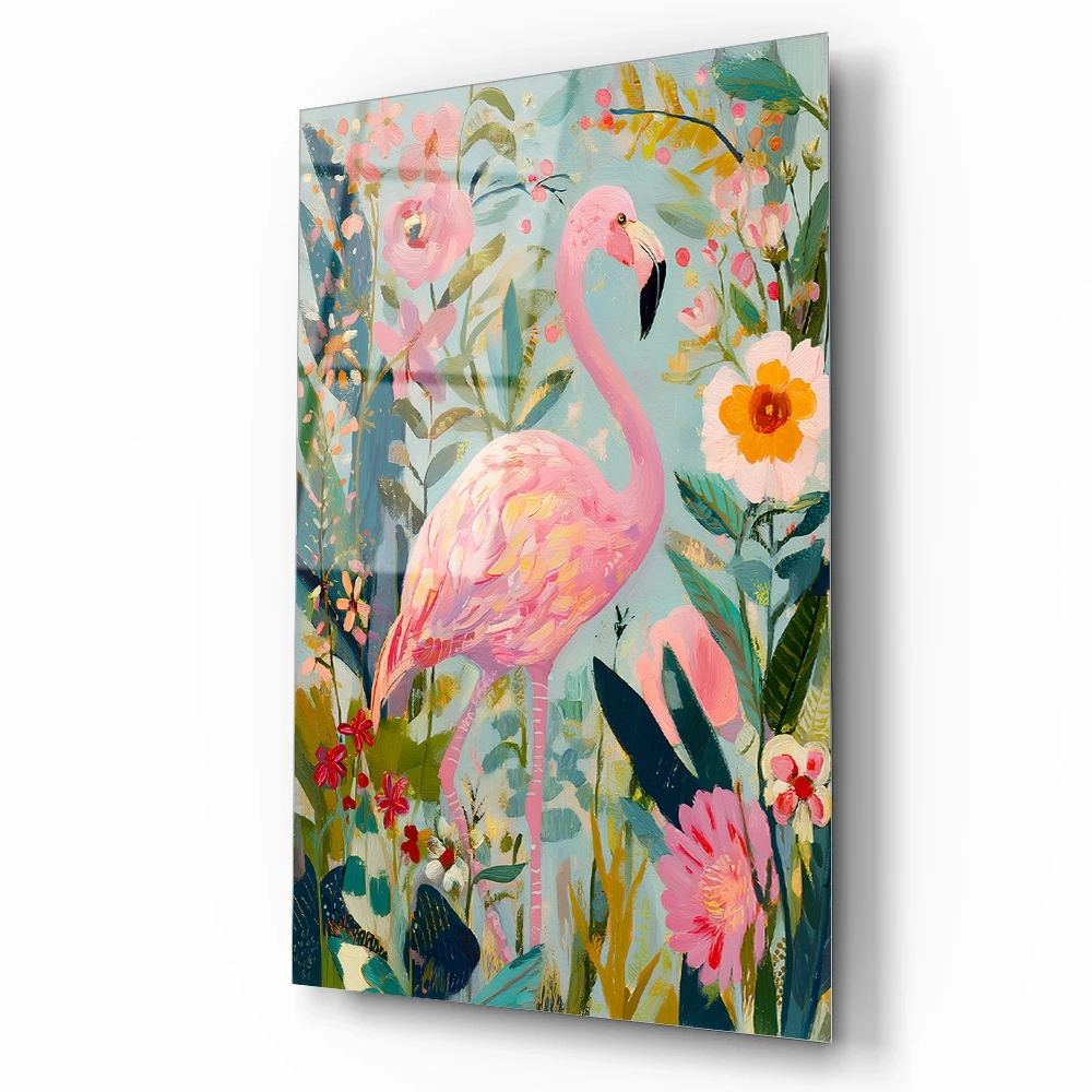 Renkli Flamingo Cam Tablo