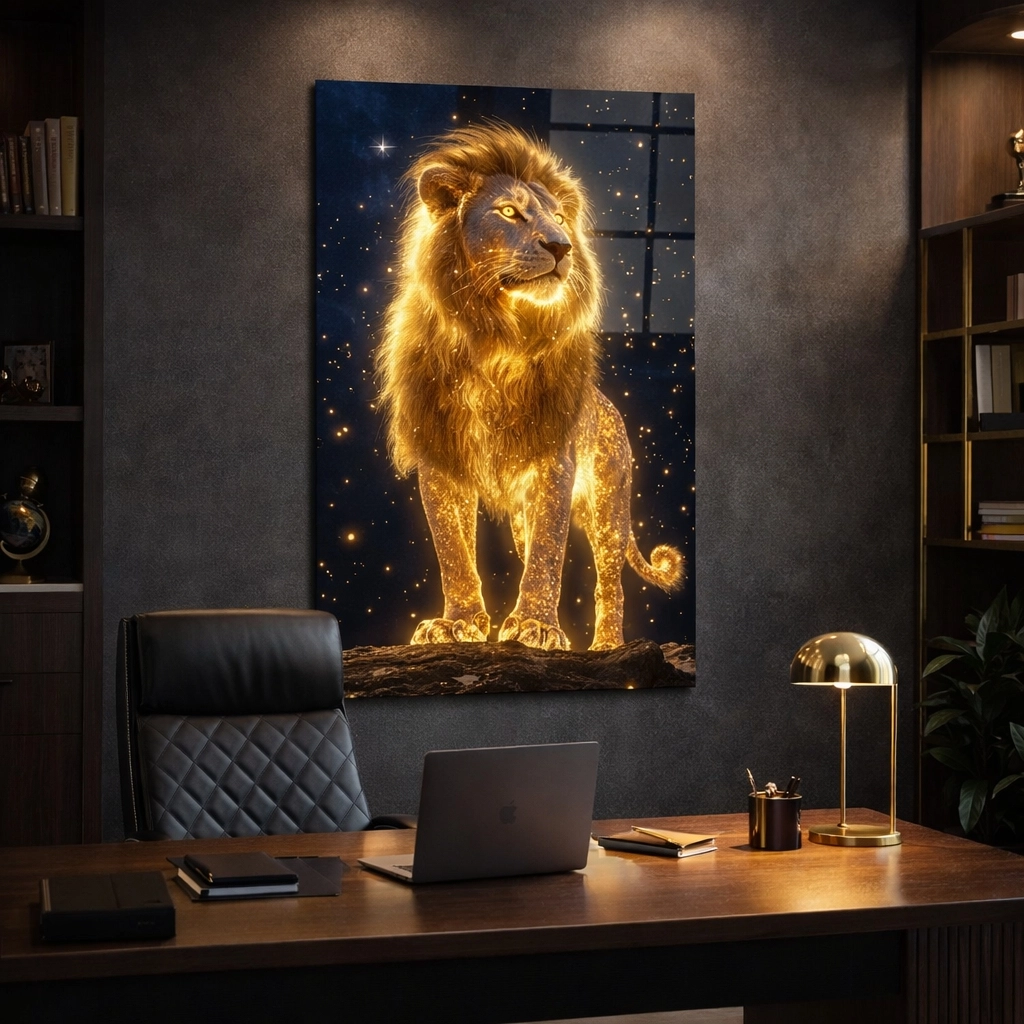 Gold Aslan Cam Tablo