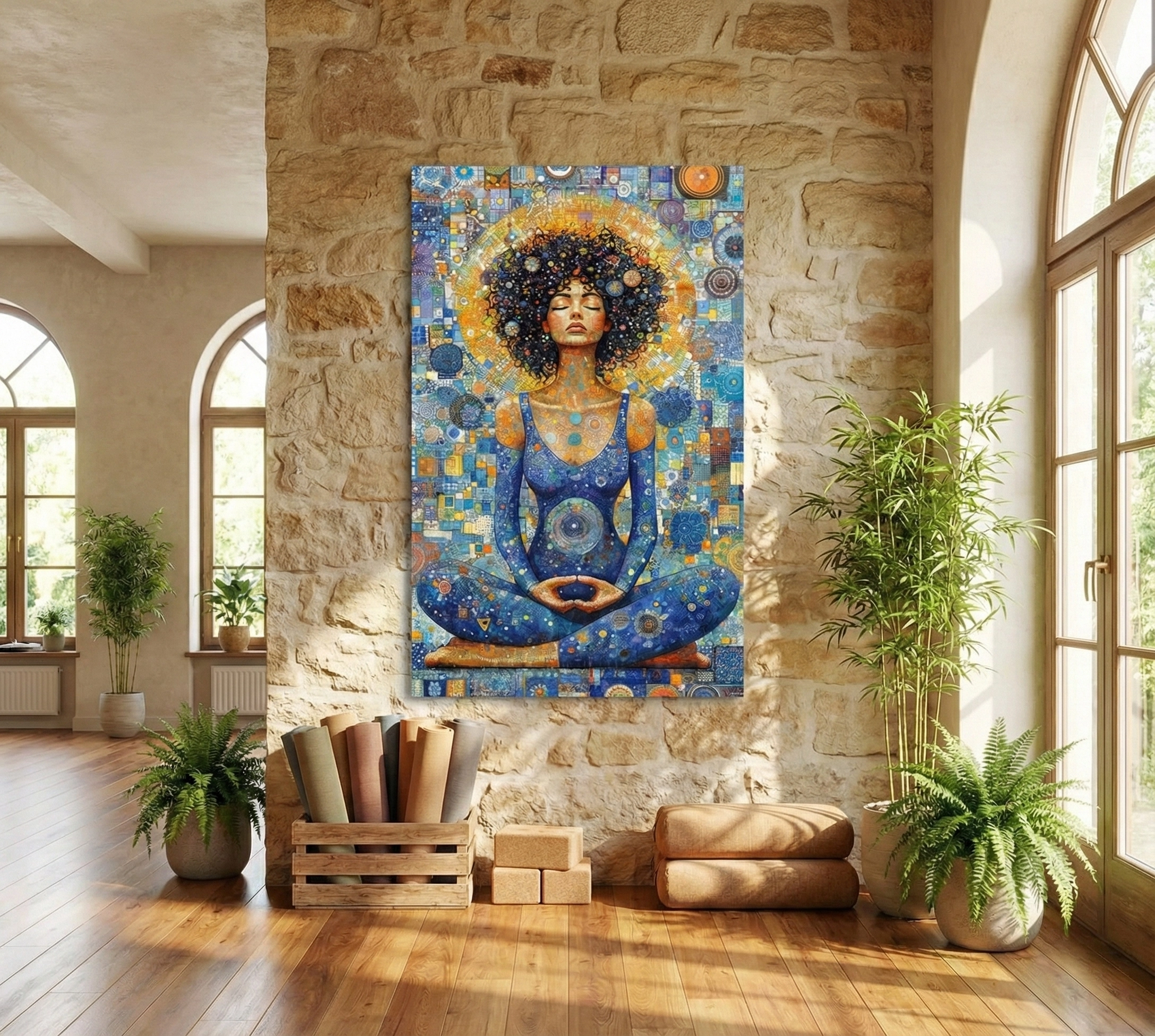 Yogacı Kız Cam Tablo