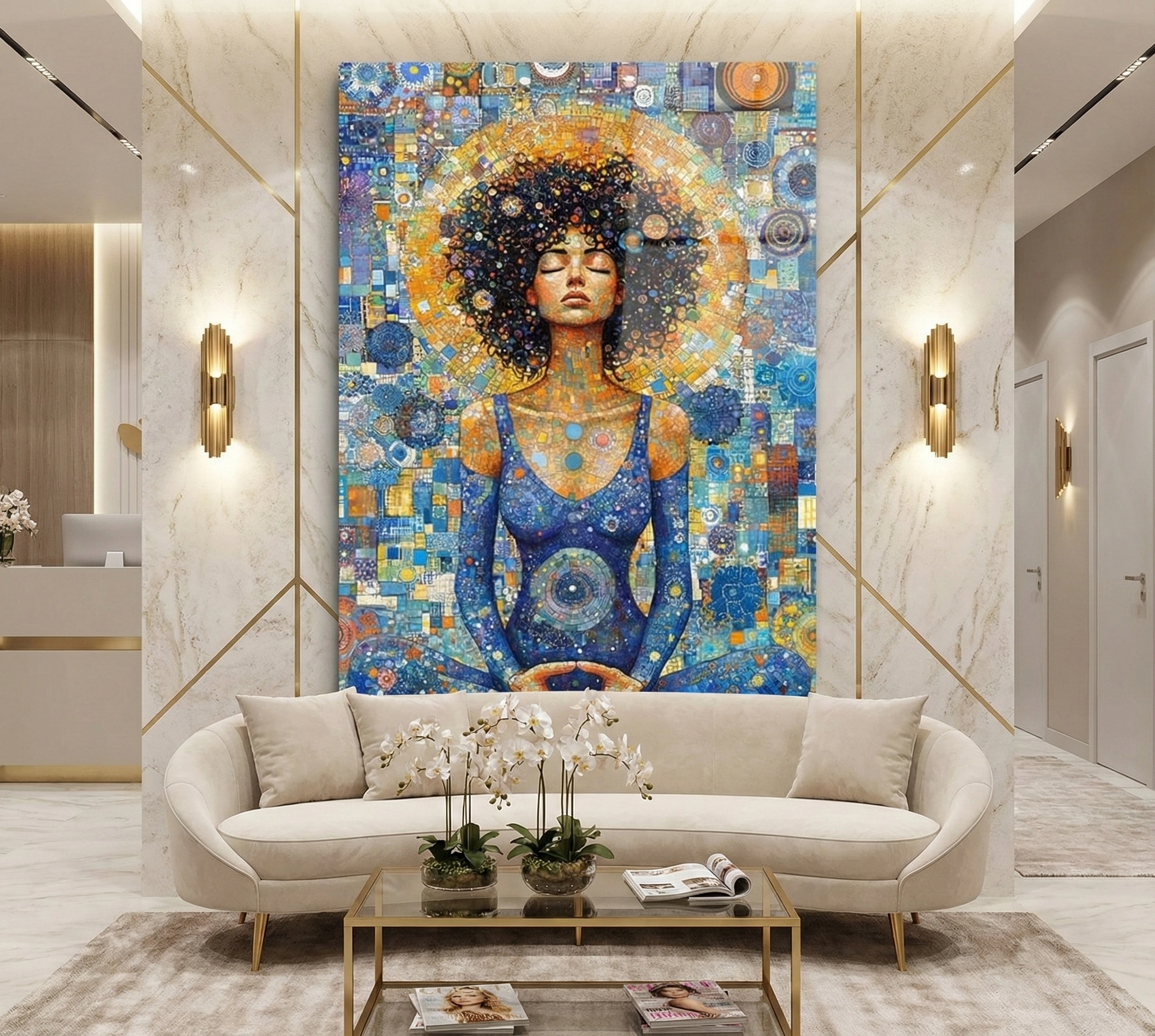 Yogacı Kız Cam Tablo