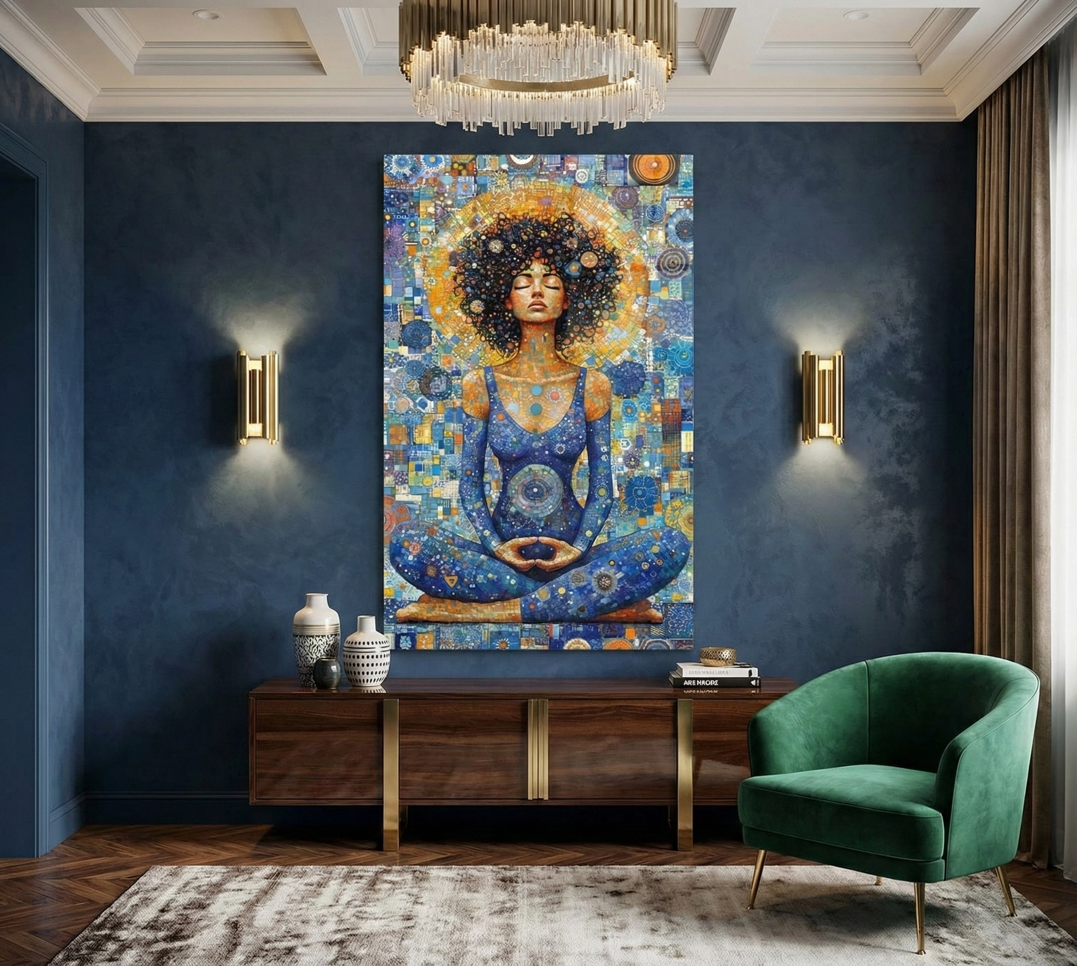 Yogacı Kız Cam Tablo