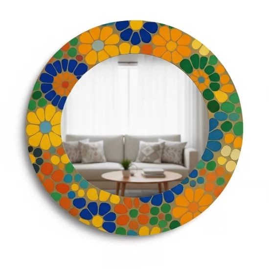 Çiçek Desenli Yuvarlak  Ayna