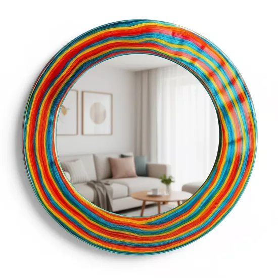 Gökkuşağı Desenli Yuvarlak  Ayna