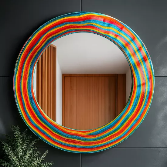 Gökkuşağı Desenli Yuvarlak  Ayna