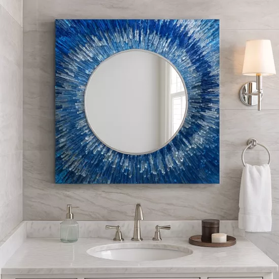 Soyut Mavi Kare  Ayna