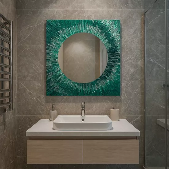 Soyut Yeşil Kare  Ayna