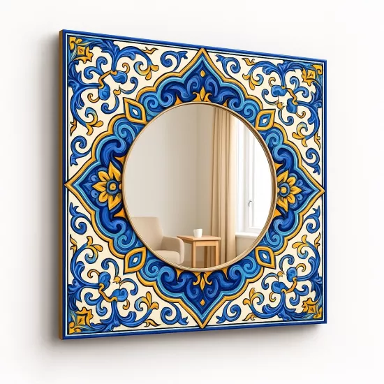 Etnik Desenli  Kare  Ayna