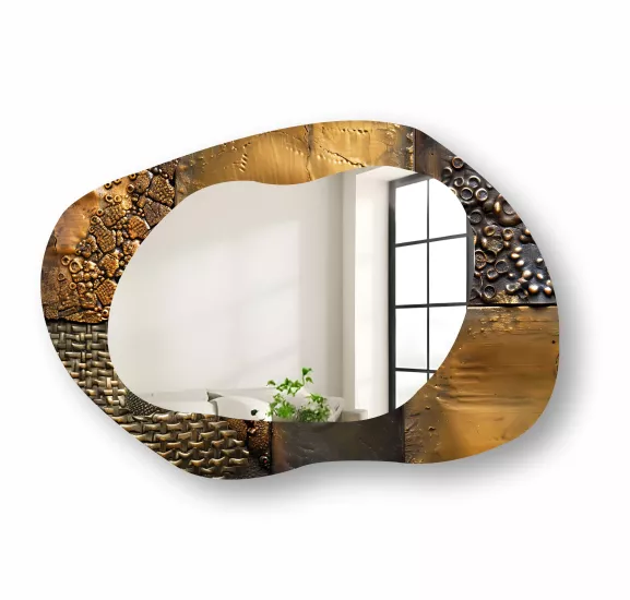 Bronz Cam Çerçeveli Şekilli Ayna