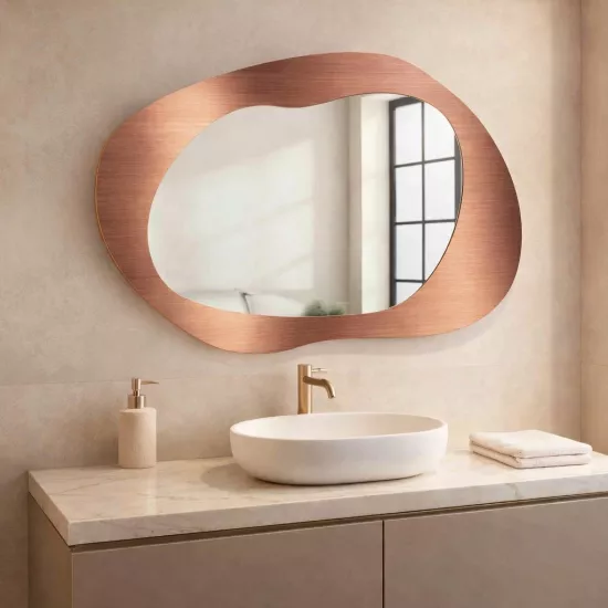 Düz Bronz Cam Çerçeveli Şekilli Ayna