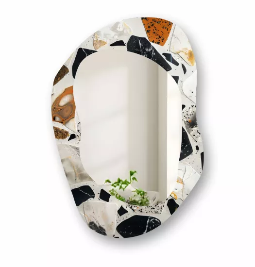 Desenli Cam Çerçeveli Şekilli Ayna