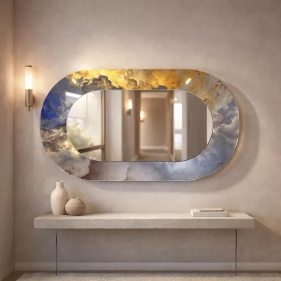 Renkli Memer Cam Çerçeveli Oval Ayna