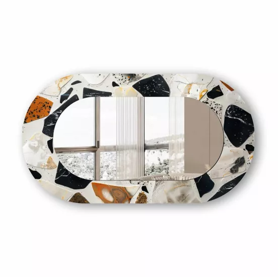 Mozaik Görünümlü Cam Çerçeveli Oval Ayna