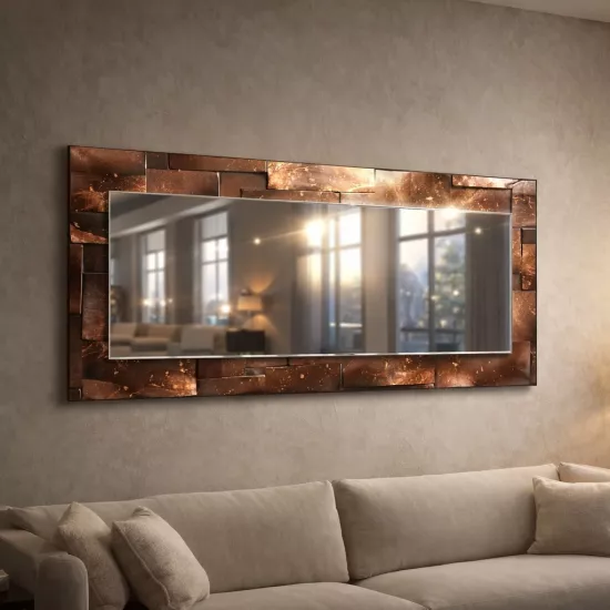 Kahverengi Desenli Panoramik Ayna