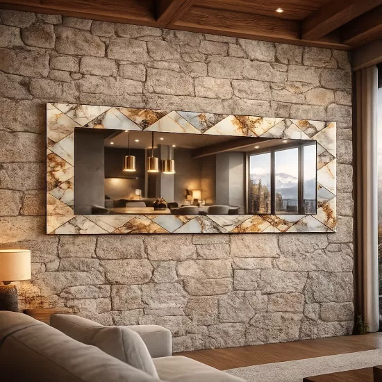 Mermer Desenli Panoramik Ayna