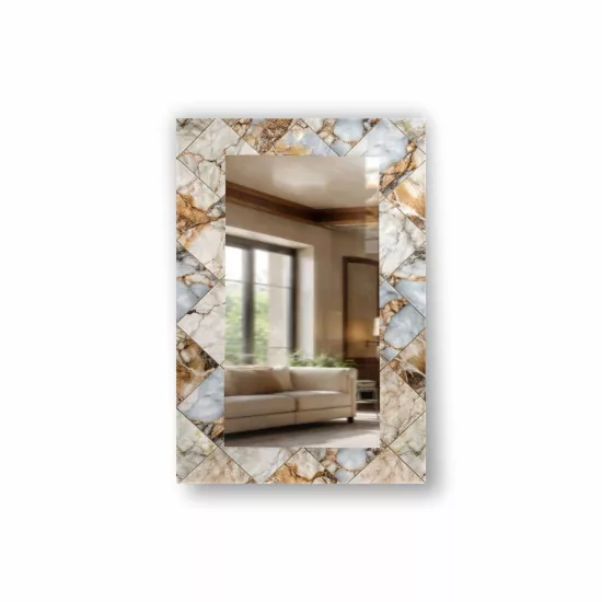 Mermer Desenli Dikdörtgen Ayna