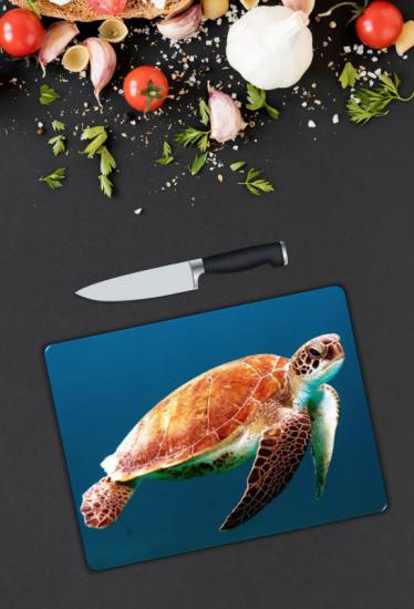 Deniz Kaplumbağası Desen Cam Kesme Tablası