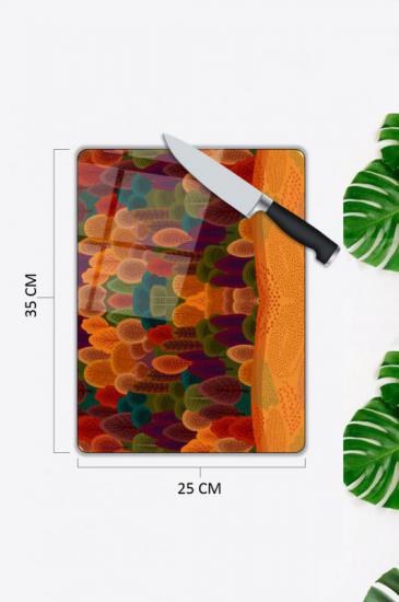 Renkli Orman Desen Cam Kesme Tablası