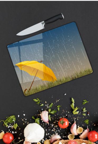 Şemsiye Yağmur Desen Cam Kesme Tablası