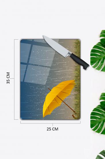 Şemsiye Yağmur Desen Cam Kesme Tablası