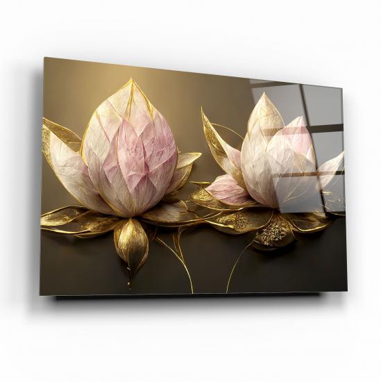 Lotus Çiçek Cam Tablo