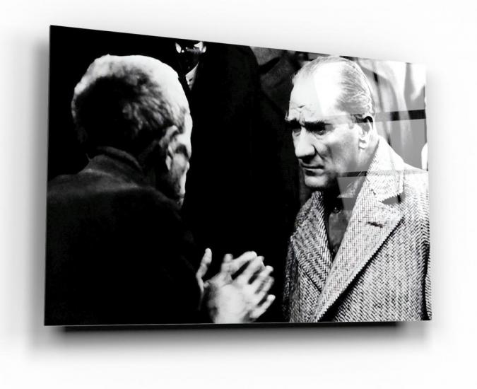 Atatürk ve Köylü Cam Tablo