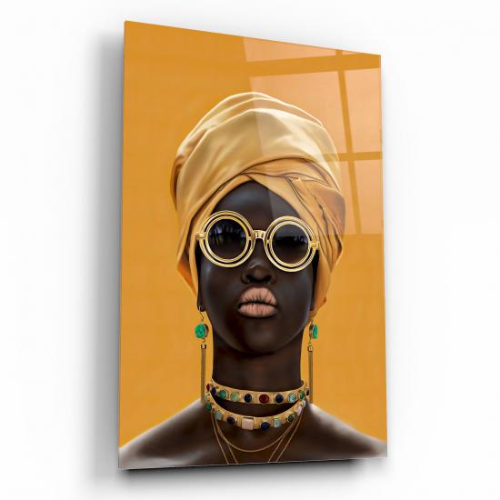 Afrikalı Kadın Cam Tablo
