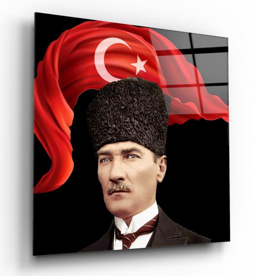 Atatürk ve Bayrak Cam Tablo