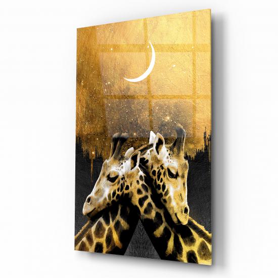 Zürafalar Cam Tablo