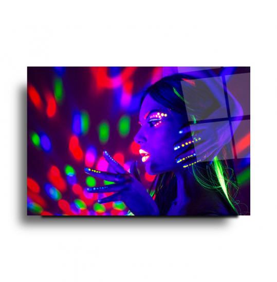 Neon Kadın Cam Tablo