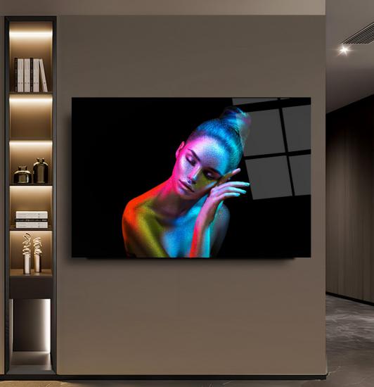 Neon Kadın Cam Tablo