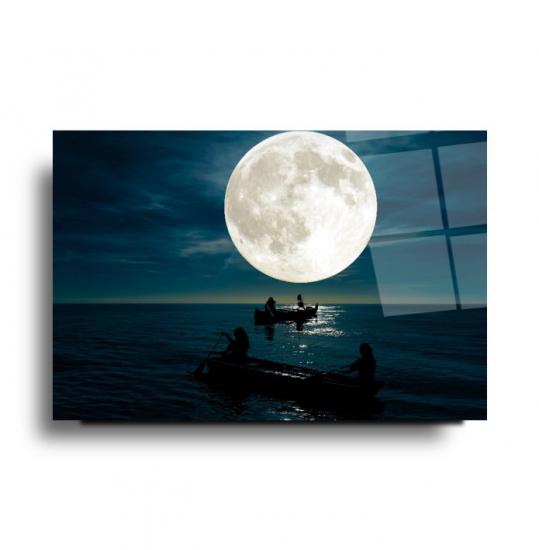 Gece Manzara Cam Tablo