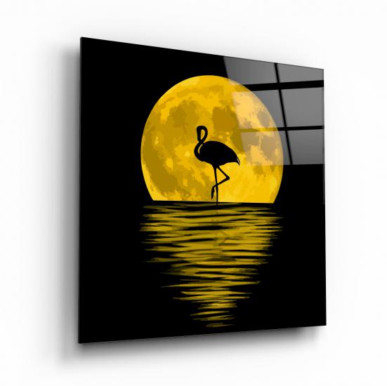 Ay Manzarası ve Flamingo Cam Tablo