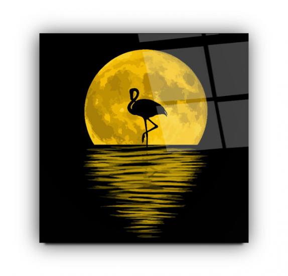 Ay Manzarası ve Flamingo Cam Tablo