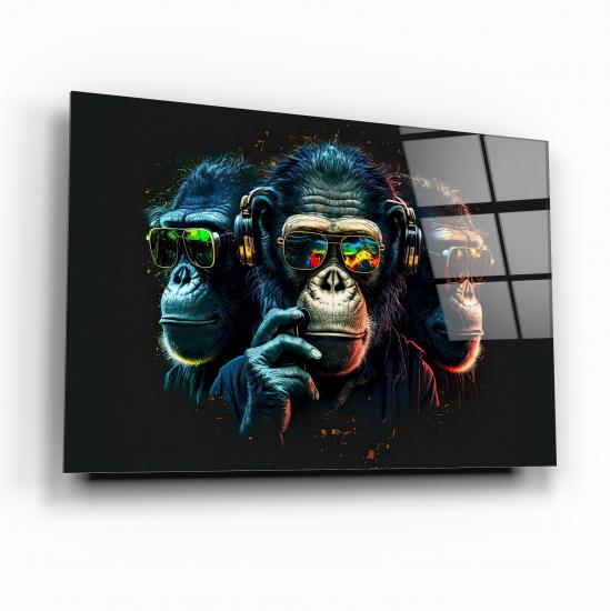 Üç Maymunlar Cam Tablo