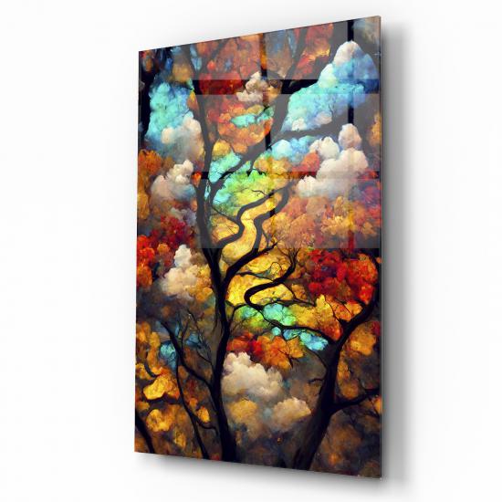 Renkli Ağaç Cam Tablo