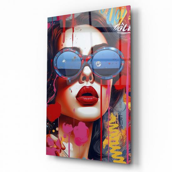 Pop Art Kadın Cam Tablo