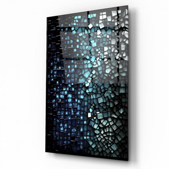 Soyut Mavi Cam Tablo