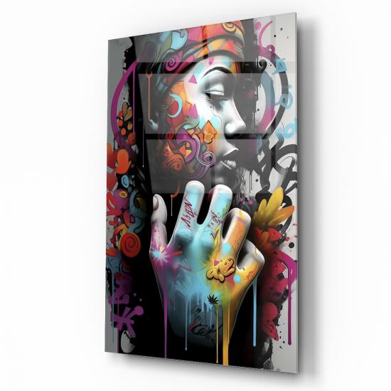 Grafiti Kadın Cam Tablo